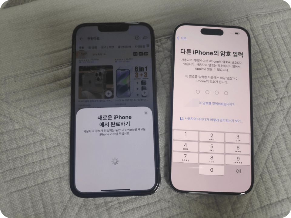 6. 새로운 아이폰에 계정 비밀번호 입력